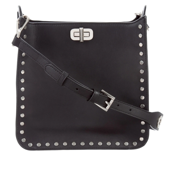 Michael Kors Black Leather Crossbody With Silver Hardware - Picture 1 of 16
